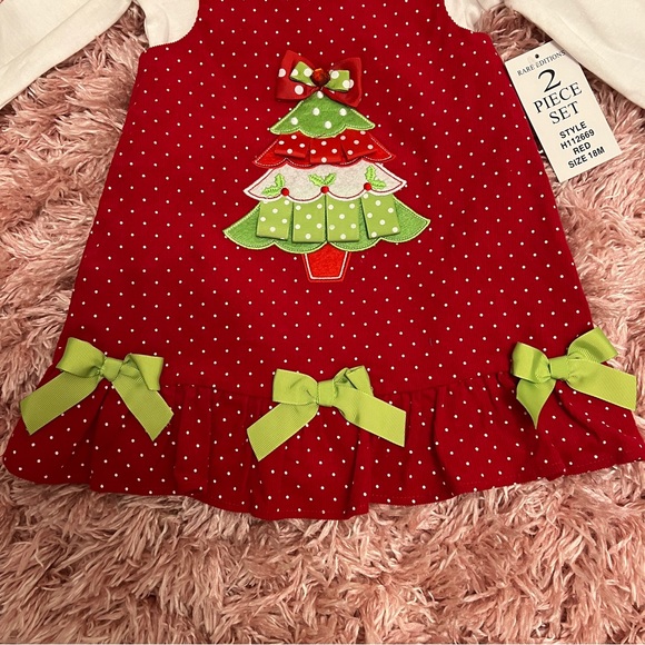 Two Piece RARE EDITIONS Christmas Tree Holiday DRESS 18 months - Picture 3 of 9